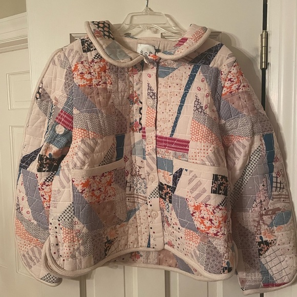 NWT Sea NY Linden patchwork floral-print coat - Picture 4 of 9